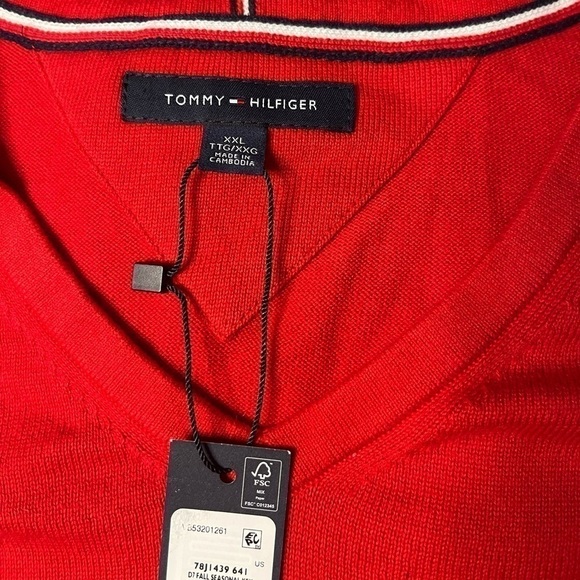 Tommy Hilfiger Combed-Cotton V-neck Sweater - Picture 3 of 6